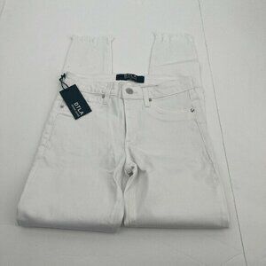 DTLA Womens Jeans 24 Raw Hem Fringe White Light Casual Denim Pretty Skinny New